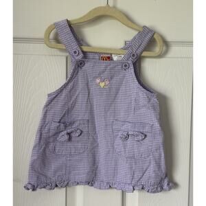 VTG 90s McKids Pink Gingham Dress 18M –Floral Embroidery Ruffle Cottagecore Baby